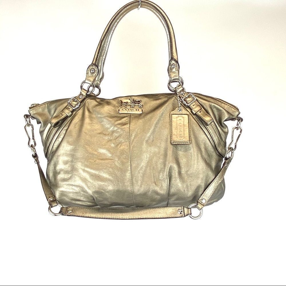 COACH Madison Sophia lg pewter leather bag 15955 - Picture 2 of 13
